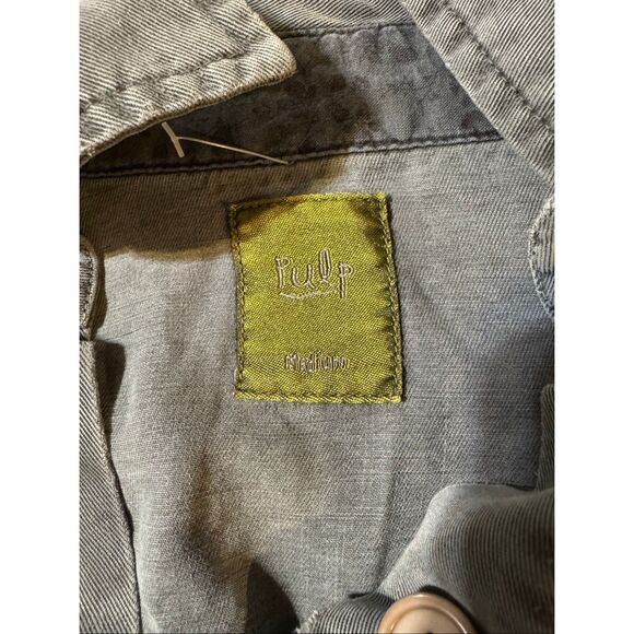 Women's shirt tencel button-down gray casual shirt jacket M - Picture 7 of 7